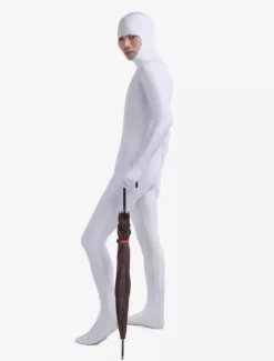 Toussaint Cosplay Costume de zentai blanc en lycra spandex face ouverte Déguisements Halloween