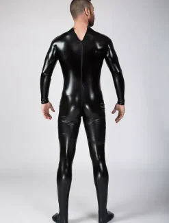 Toussaint Cosplay Costume Zentaï métallique brillant noir Déguisements Halloween