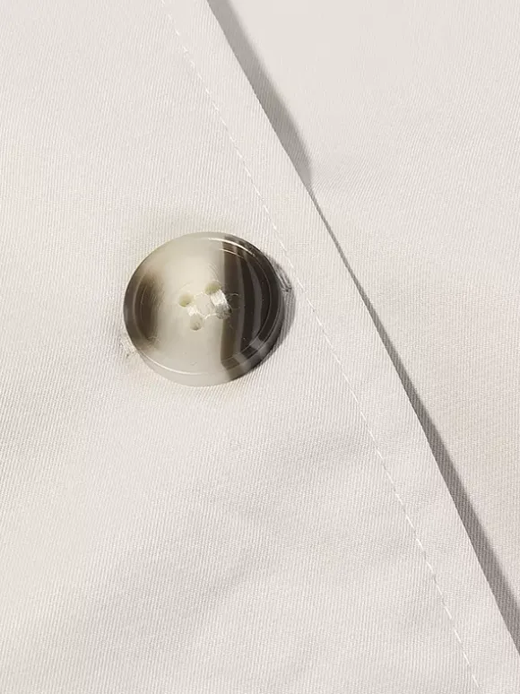 Trench-coat à col cheminée pour femme - Manteau crème croisé à épaules tombantes et ceinture - Vêtements d'extérieur printemps 2026 parfaits pour le bureau et le dîner