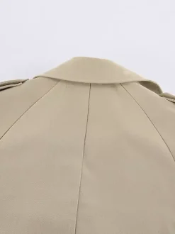 Trench-coat croisé pour femme - Coupe-vent court classique à revers et ceinture - Style streetwear décontracté et oversize printemps 2026