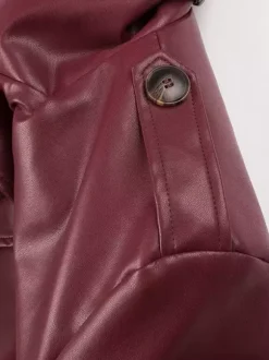 Trench-coat en similicuir pour femme - Veste maxi ceinturée à simple boutonnage - Vêtements d'extérieur chics pour le printemps 2026