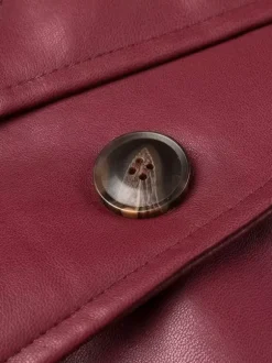 Trench-coat en similicuir pour femme - Veste maxi ceinturée à simple boutonnage - Vêtements d'extérieur chics pour le printemps 2026