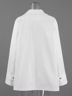 Trench-coat femme en mélange de coton - Coupe oversize minimaliste à double boutonnage et manches larges - Collection printemps-été 2026