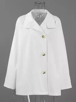 Trench-coat femme en mélange de coton - Coupe oversize minimaliste à double boutonnage et manches larges - Collection printemps-été 2026