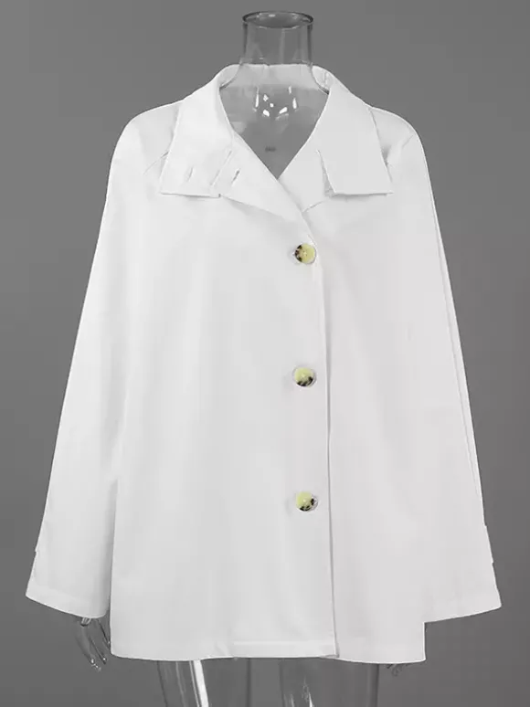 Trench-coat femme en mélange de coton - Coupe oversize minimaliste à double boutonnage et manches larges - Collection printemps-été 2026