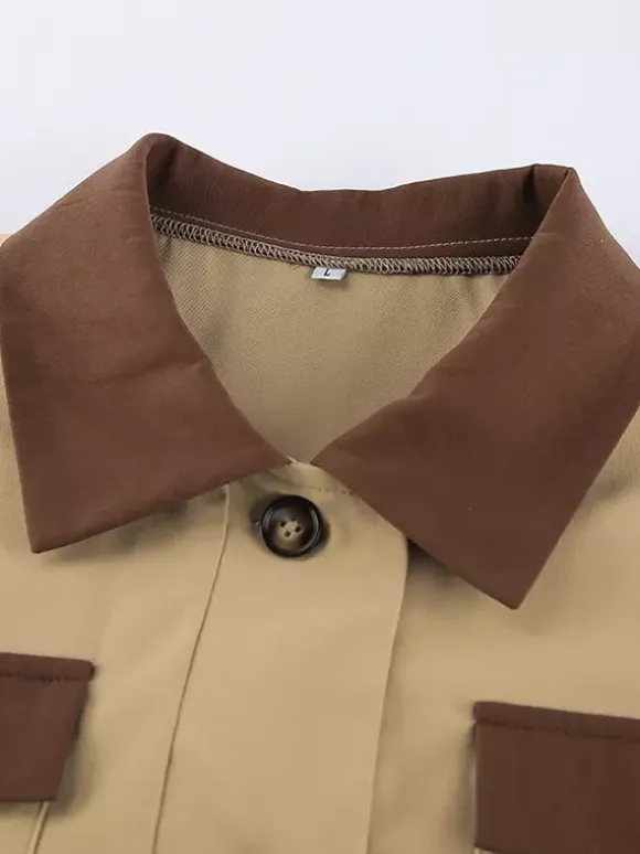 Trench-coat long Barn Color Block pour femme - Coupe longue utilitaire à cordon de serrage - Style safari idéal pour le printemps 2026