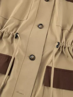 Trench-coat long Barn Color Block pour femme - Coupe longue utilitaire à cordon de serrage - Style safari idéal pour le printemps 2026
