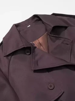 Trench-coat oversize pour femme - Coupe-vent maxi croisé chic marron chocolat - Idéal pour les soirées de printemps 2026
