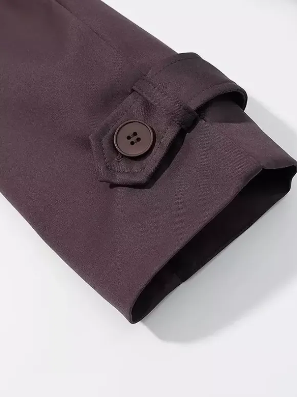 Trench-coat oversize pour femme - Coupe-vent maxi croisé chic marron chocolat - Idéal pour les soirées de printemps 2026