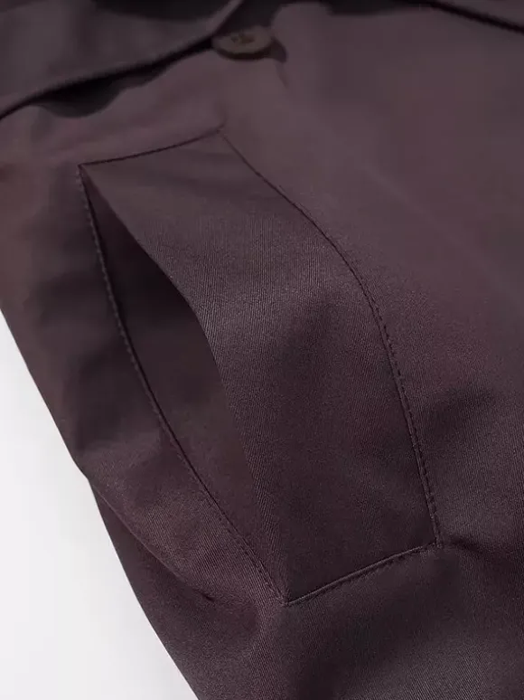Trench-coat oversize pour femme - Coupe-vent maxi croisé chic marron chocolat - Idéal pour les soirées de printemps 2026