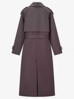 Trench-coat oversize pour femme - Coupe-vent maxi croisé chic marron chocolat - Idéal pour les soirées de printemps 2026