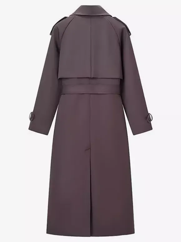 Trench-coat oversize pour femme - Coupe-vent maxi croisé chic marron chocolat - Idéal pour les soirées de printemps 2026
