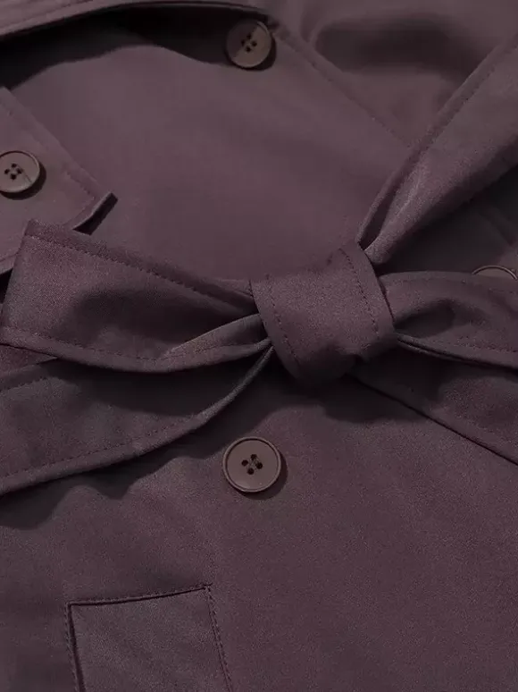 Trench-coat oversize pour femme - Coupe-vent maxi croisé chic marron chocolat - Idéal pour les soirées de printemps 2026