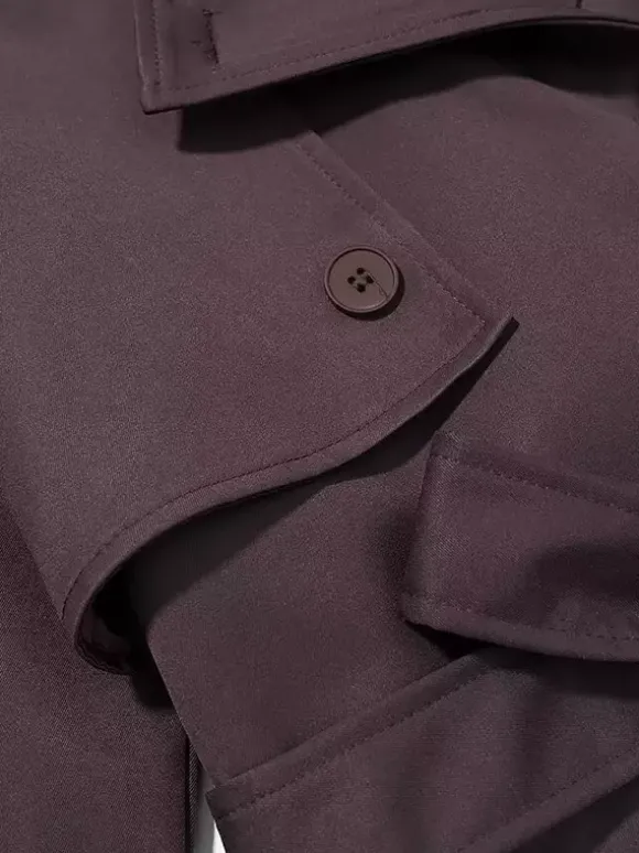 Trench-coat oversize pour femme - Coupe-vent maxi croisé chic marron chocolat - Idéal pour les soirées de printemps 2026