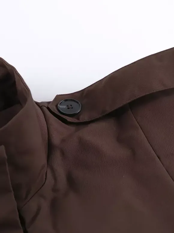 Trench-coat ceinturé pour femme - Col montant chic épaulettes coupe ajustée et péplum - Collection streetwear printemps 2026 au luxe discret