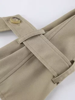 Trench-coat court kaki pour femme - Coupe-vent à manches lanternes et revers - Vêtements d'extérieur décontractés printemps 2026
