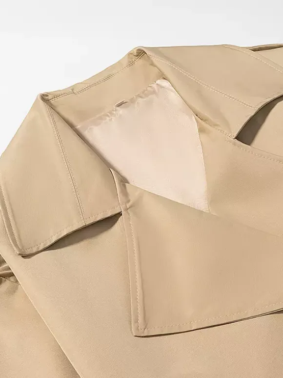 Trench-coat court pour femme - Veste coupe-vent élégante et cintrée avec ceinture - Vêtement d'extérieur idéal pour le printemps du bureau au restaurant - Collection printemps 2026