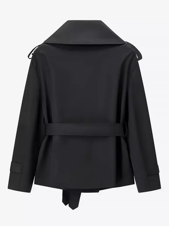 Trench-coat court pour femme - Veste coupe-vent élégante et cintrée avec ceinture - Vêtement d'extérieur idéal pour le printemps du bureau au restaurant - Collection printemps 2026