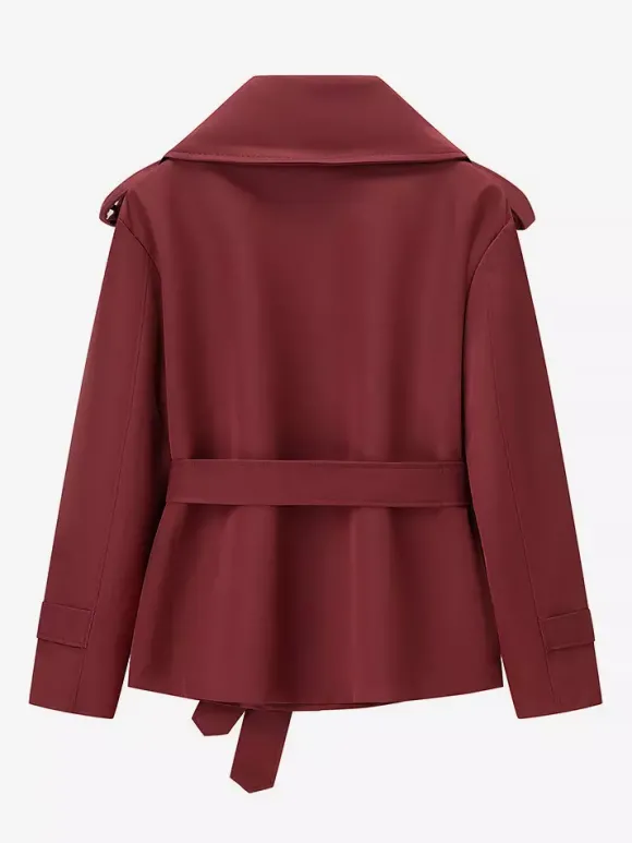 Trench-coat court pour femme - Veste coupe-vent élégante et cintrée avec ceinture - Vêtement d'extérieur idéal pour le printemps du bureau au restaurant - Collection printemps 2026