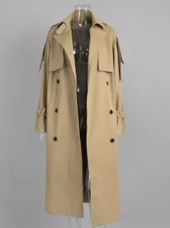 Trench-coat croisé pour femme - Manteau long classique ceinturé - Vêtement d'extérieur chic et printanier pour le bureau et le dîner (collection printemps 2026)