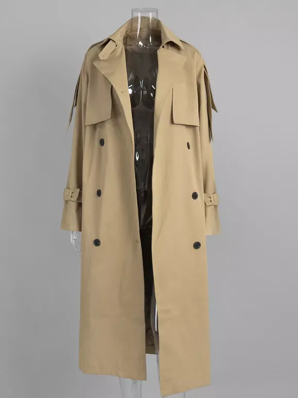 Trench-coat croisé pour femme - Manteau long classique ceinturé - Vêtement d'extérieur chic et printanier pour le bureau et le dîner (collection printemps 2026)