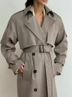 Trench-coat croisé pour femme - Manteau long classique ceinturé - Vêtement d'extérieur chic et printanier pour le bureau et le dîner (collection printemps 2026)