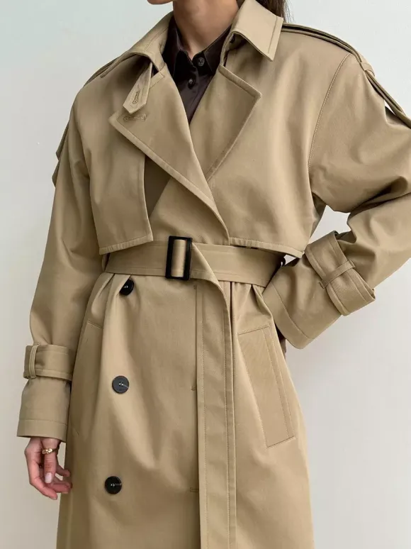 Trench-coat croisé pour femme - Manteau long classique ceinturé - Vêtement d'extérieur chic et printanier pour le bureau et le dîner (collection printemps 2026)