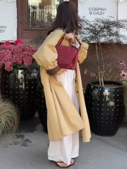 Trench-coat long classique pour femme - Kaki minimaliste coupe décontractée boutonnage simple - Vêtements d'extérieur printemps 2026 parfaits pour le bureau et le dîner