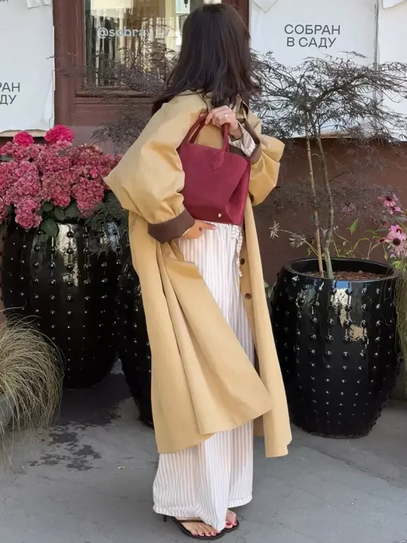 Trench-coat long classique pour femme - Kaki minimaliste coupe décontractée boutonnage simple - Vêtements d'extérieur printemps 2026 parfaits pour le bureau et le dîner