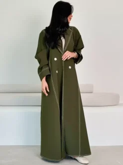 Trench Coat Pour Femme Boutons Pratiques Col Rabattu Manches Longues Polyester Bouton Devant