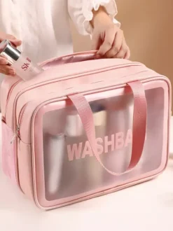 Trousse de toilette transparente en trois pièces trousse de toilette portable et étanche pour femmes