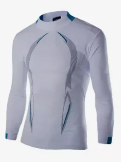 T-shirt de sport respirant à manches longues pour homme idéal pour l'entraînement d'été et le fitness. Séchage rapide.