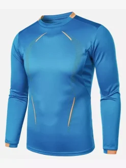 T-shirt de sport respirant à manches longues pour homme idéal pour l'entraînement d'été et le fitness. Séchage rapide.