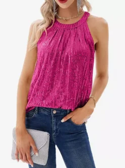 T-shirt sexy à sequins dos nu style clubwear
