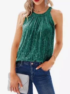 T-shirt sexy à sequins dos nu style clubwear