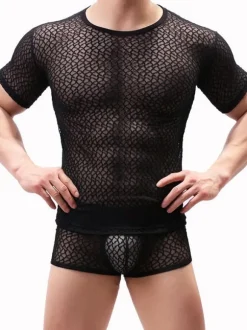 T-shirt Sexy Homme Royal Blue Sheer Lingerie pour Hommes