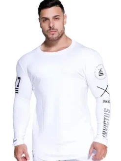 T-shirts Décontracté Col Bijou Mots Imprimés Manches Longues