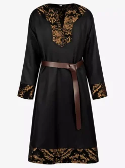 Tunique viking médiévale pour homme costume de chevalier pirate Renaissance avec gilet à lacets tenue de jeu de rôle pour Halloween et cosplay