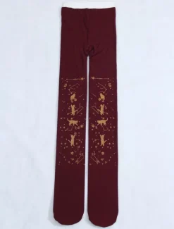 Velours Lolita Collant Étoile Chat Chaud Estampage 600D Lolita Bas D'hiver Déguisements Halloween