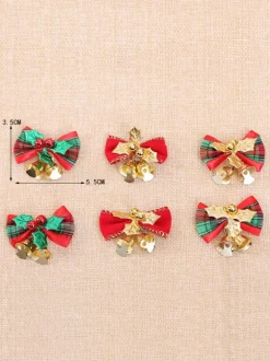 Vert Noël Cloche Bowknot Props Polyester Fibre Noël Vacances Costumes Props