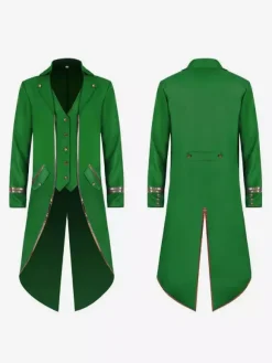 Vert Vintage Top Vintage Boutons Manches Longues Polyester Polyester Pardessus Rétro Costumes Pour Homme Bourgogne