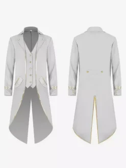 Vert Vintage Top Vintage Boutons Manches Longues Polyester Polyester Pardessus Rétro Costumes Pour Homme Bourgogne