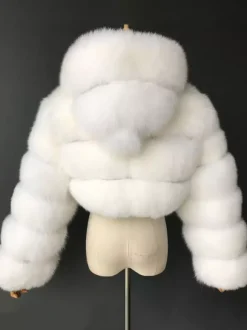 Veste blanche en fausse fourrure avec capuche manteaux courts tendance pour femmes vêtements d'hiver 2026