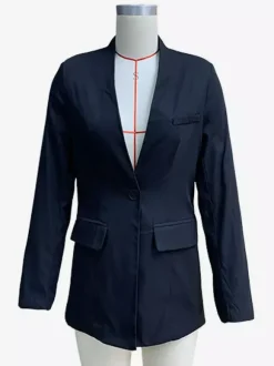 Veste blazer noire classique pour femme col en V un bouton coupe slim vêtements d'extérieur de printemps 2026