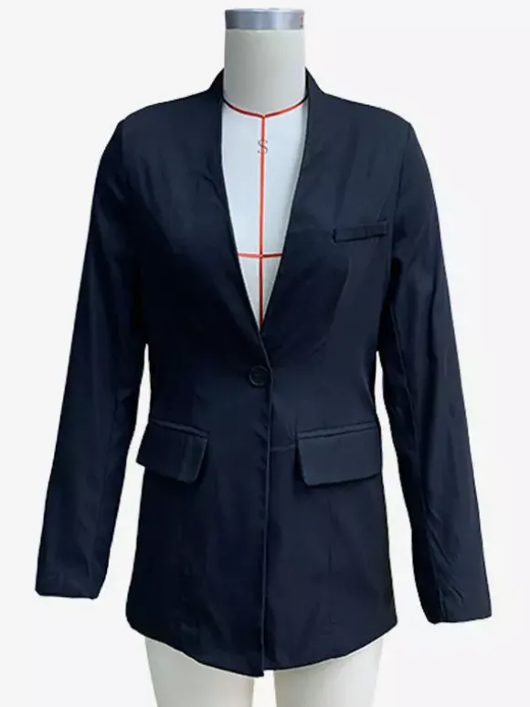 Veste blazer noire classique pour femme col en V un bouton coupe slim vêtements d'extérieur de printemps 2026
