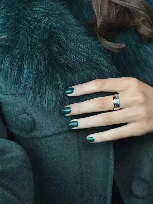 Veste courte avec col en fourrure de renard écologique vêtement d'extérieur surdimensionné vert foncé pour femme 2026