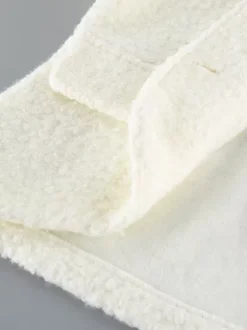 Veste courte blanche en bouclette pour femme - Élégante veste d'extérieur à col V manches bouffantes et coupe ajustée - Chic français pour le printemps 2026