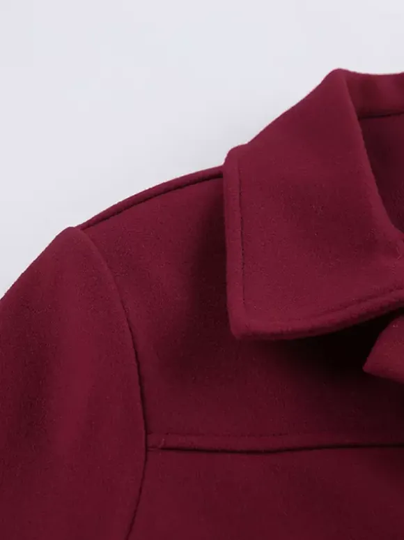 Veste courte bordeaux pour femme - Col rabattu chic fermeture éclair ourlet élastique - Collection streetwear décontractée printemps 2026