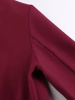 Veste courte bordeaux pour femme - Col rabattu chic fermeture éclair ourlet élastique - Collection streetwear décontractée printemps 2026