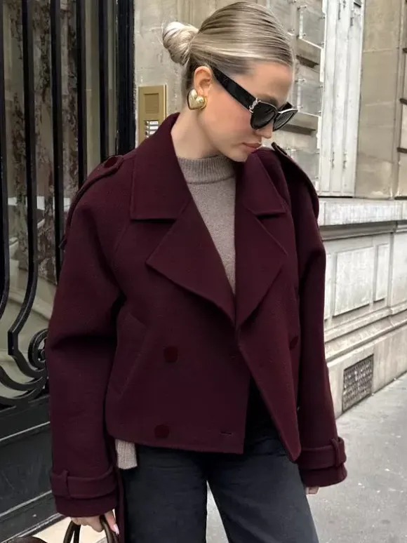 Veste courte croisée pour femme - Coupe courte chic ceinturée - Style streetwear décontracté et luxueux pour le printemps 2026